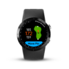 Front view of Prestige black X5 GPS watch with green view