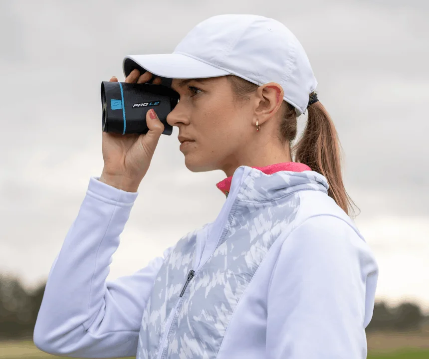 woman using pro l2 laser rangefinder