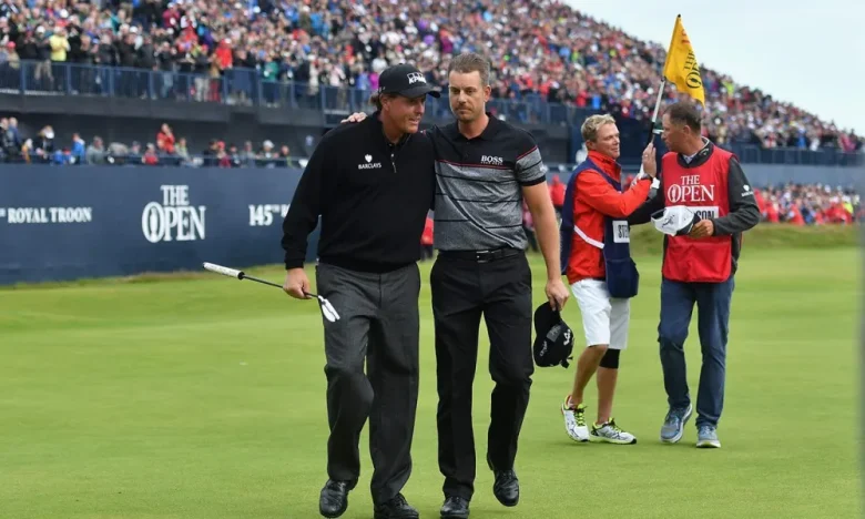 Mickelson and Stenson on final green at The Open
