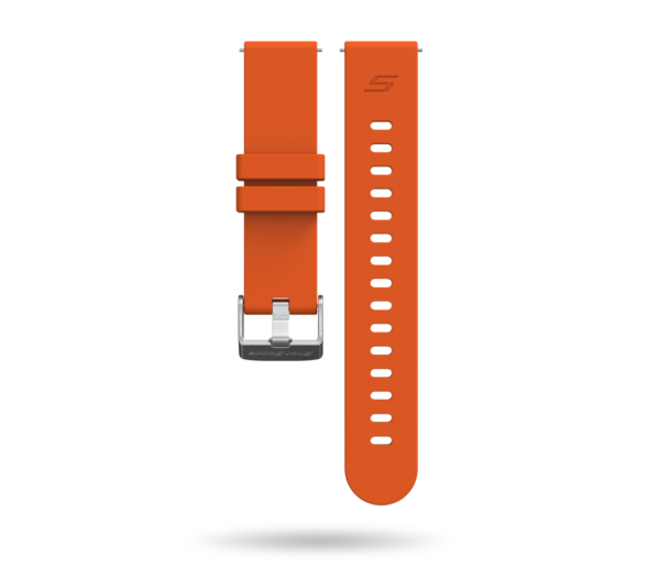 Front view of orange G5 watch strap