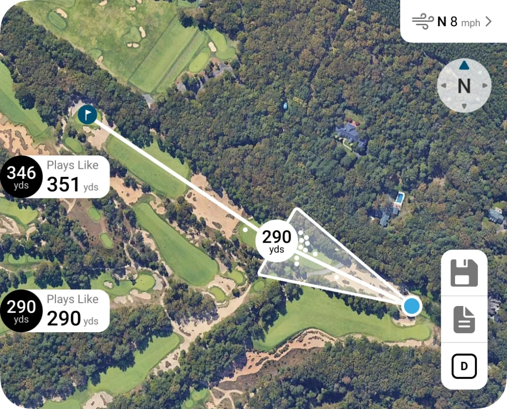 shot scope mystrategy showing the 18th hole at pine valley