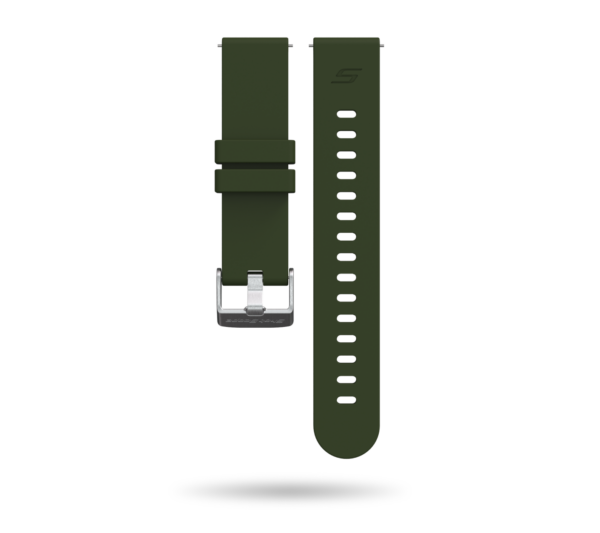 Front view of army green G5 watch strap