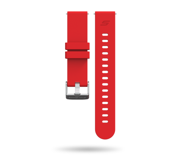 Front view of racing red G5 watch strap