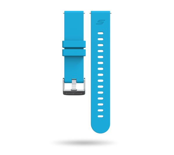 Front view of sky blue G5 watch strap