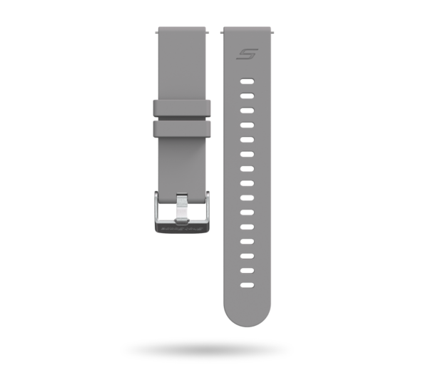 Front view of steel grey G5 watch strap