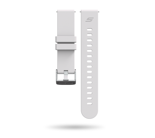 Front view of white G5 watch strap