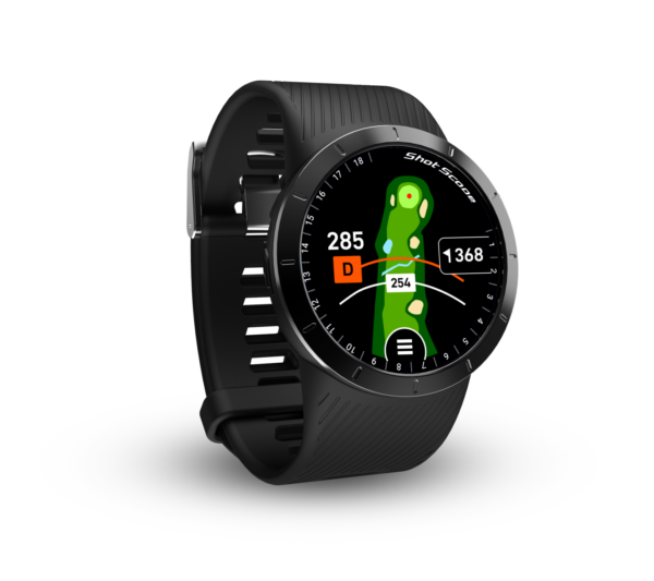 Front left view of stealth black X5 GPS watch with Full hole maps