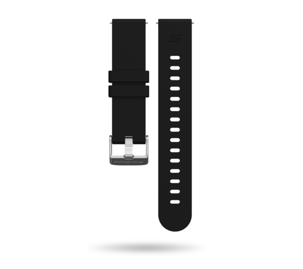 Front view of black G5 watch strap