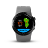 Front view of Grey X5 GPS watch with green view