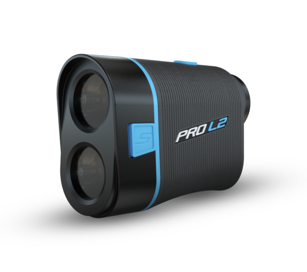 Side view of PRO L2 Laser Rangefinder in Blue at an angle