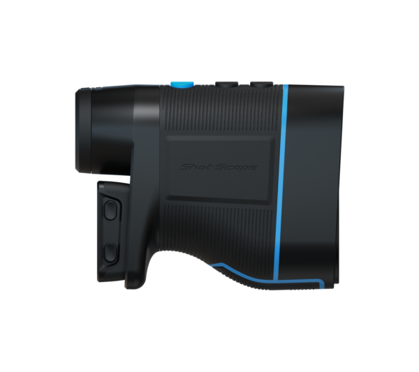 Side view of Blue PRO LX+ rangefinder showing cart magnet