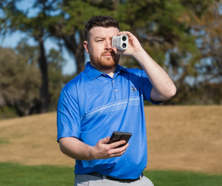 Golfer using PRO X and GPS maps